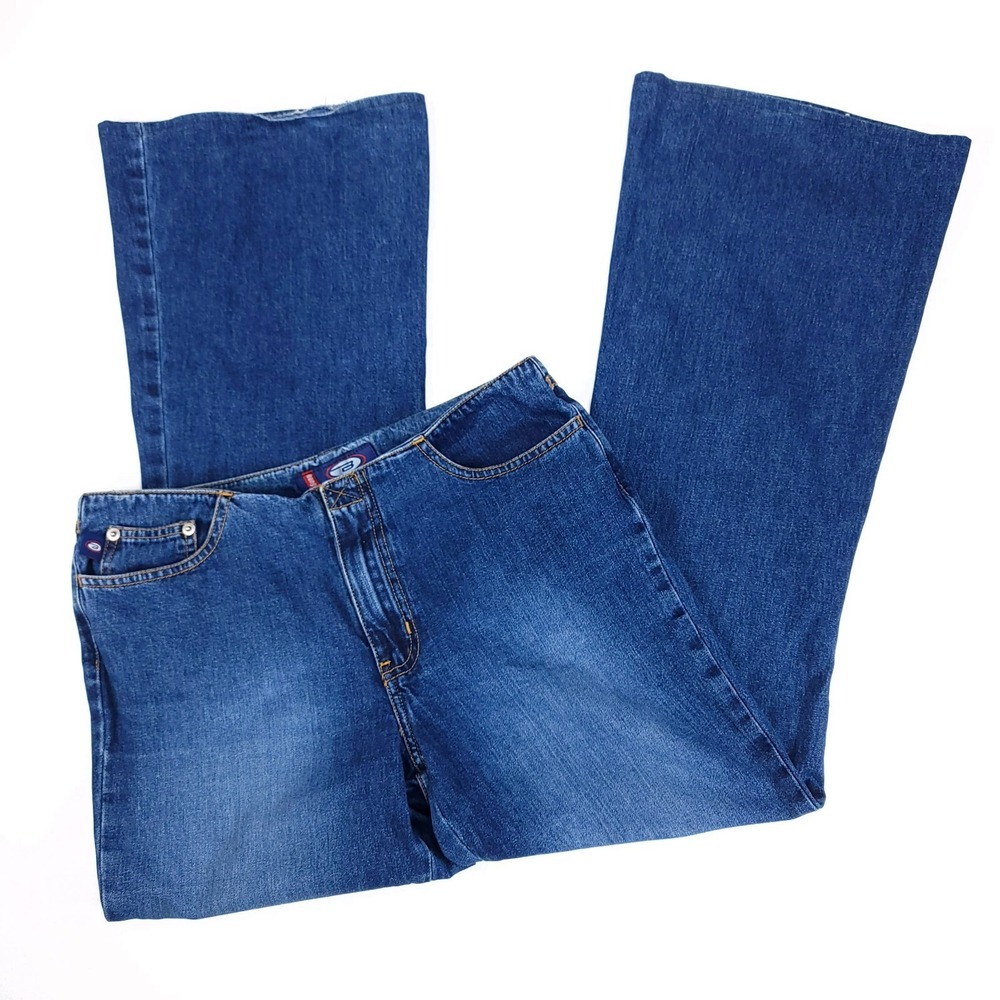 Bongo Vintage Flare Low Rise Jeans Blue Denim Medium Wash 100% Cotton‎ Size 7